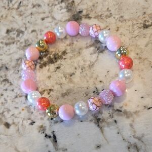 Pink and Gold Beaded Dog Necklace